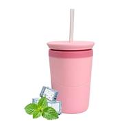 Cilindro di Ghiaccio in Silicone - con Coperchio e Cannuccia, Silicone a Pressare Facile Sgancio Mini,Secchiello per ghiaccio per bevande e cocktail - per Bourbon, Soda, feste, casa, camper,