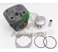 Cilindro e pistone 45 mm motosega 52 cc con fasce, spinotto e guarnizione.