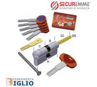 Cilindro Europeo Alta Sicurezza SECUREMME EVO K64 con Codolo per Pomolo 5+1+1 C.