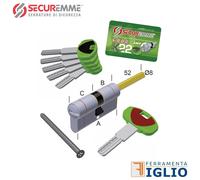 Cilindro Europeo di Alta Sicurezza SECUREMME EVO K22 con Codolo per Pomolo 5+1 C