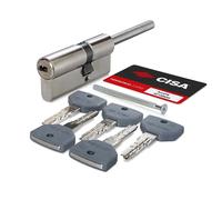 Cilindro europeo di sicurezza con codolo Cisa Asix P8 misura 30/40 mm Cromato satinato