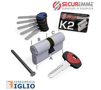 Cilindro Europeo di Sicurezza SECUREMME K2 Chiave-Chiave 5 Chiavi +1 da Cantiere
