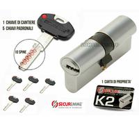 CILINDRO EUROPEO SECUREMME K2 CON 5 CHIAVI SERRATURA SICUREZZA TUTTE LE MISURE