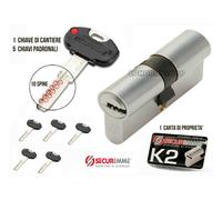 CILINDRO EUROPEO SECUREMME K2 CON 5 CHIAVI VARIE MISURE FINITURA ORO O CROMO