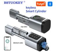 Cilindro intelligente elettronico digitale Tuya con app password per impronte digitali Scheda Bluetooth Chiave meccanica Batteria 4AAA sostitutiva facile