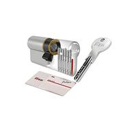 Cilindro ISEO R6 Plus MM.75 (30/45) a doppio profilo in ottone nichelato opaco, a 6 spine