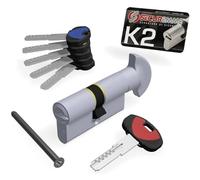 Cilindro K2 10 Perni pomolo-chiave CROMO SATINATO 30-30 - 1+5chiavi 0CK2