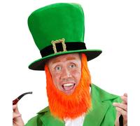 CILINDRO LEPRECAUNO VERDE FESTA SAN PATRIZIO con barba arancione