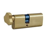 CILINDRO OVALE IN OTTONE CON POMOLO MM. 64 (37+27) + 3 CHIAVI CORNI