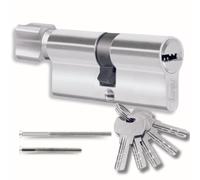 Cilindro per Serrature 40/40mm con 5 Chiavi singole, Cilindro profilato con Pomello, Set con due viti montabile facilmente, Serratura per porte e garage, Lunghezza 80mm