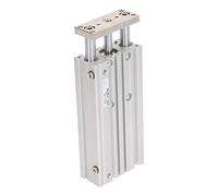 Cilindro Pneumatico Doppio Effetto in Lega di Alluminio, Cilindro con 3 Steli per Applicazioni Industriali, Asta Guidata per Automazione Industriale e Sistemi Pneumatici