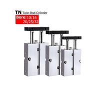 Cilindro pneumatico doppio tipo TN con stelo doppio, alesaggio 10/16/20/25/32 mm, lega di alluminio,