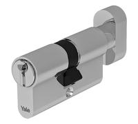 Yale Cilindro Europeo di sicurezza standard con pomolo per serratura YC054KD305003N1 Nichelato, 30/50mm, 3 Chiavi Verticali