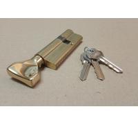 CILINDRO SAGOMATO IN OTTONE CON POMOLO MM. 80 (30+50) + 3 CHIAVI WALLY