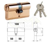 Cilindro Sagomato Per Serratura Varie Misure Ottone 3 Chiavi uniche KA - ISEO