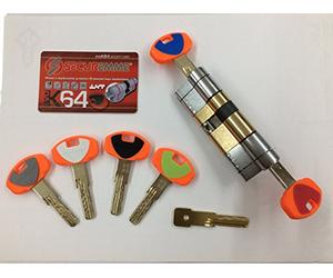 CILINDRO SECUREMME DI ALTISSIMA SICUREZZA evoK64 DCS mm. 31-31 ANTI BUMPING, europeo, frizionato,il cilindro funziona anche con le chiavi inserite su tutti e due i lati