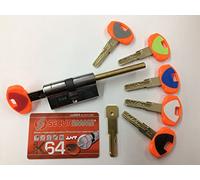 CILINDRO SECUREMME DI ALTISSIMA SICUREZZA evoK64 QCS mm. 30-30 PREDISPOSTO PER IL POMOLO RESISTENTE AL BUMPING europeo 1 chiave da cantiere 5 chiavi a duplicazione protetta