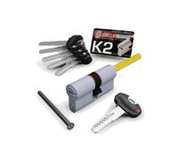 Securemme cilindro cromo satinato k2 con codolo 5 chiavi mm. 60 (30+30) - Secure