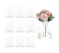 Cilindro Vaso Per Fiori In Vetro Trasparente, 10 Set Glasseam Modern Basic Vasi Per La Decorazione Della Tavola Centrotavola Matrimoni Pampa Erba Portacandele Per Soggiorno Ornamenti, 15/20/25 Cm Alto