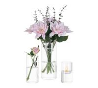 Cilindro Vaso Per Fiori In Vetro Trasparente, 3 Pezzi/Set Glasseam Modern Basic Vasi Per La Decorazione Della Tavola Centrotavola Matrimoni Fiori Rose Pampa Per Soggiorno Ornamenti, 10/15/20 Cm Alto