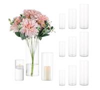 Cilindro Vaso Per Fiori In Vetro Trasparente, 4 Set Glasseam Modern Basic Vasi Per La Decorazione Della Tavola Centrotavola Matrimoni Pampa Erba Portacandele Per Ornamenti Soggiorno, 15/20/25 Cm Alto