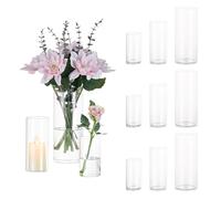 Cilindro Vaso Per Fiori In Vetro Trasparente, 4 Set Glasseam Modern Basic Vasi Per La Decorazione Della Tavola Centrotavola Matrimoni Fiori Rose Pampa Per Soggiorno Ornamenti, 10/15/20 Cm Alto
