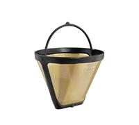 cilio Filtro per caffè in oro, misura 2, altezza: 8 cm, diametro: 10,5 cm, placcato oro 24 carati, adatto per macchine da caffè, filtro per caffè riutilizzabile, filtro permanente, misura 2