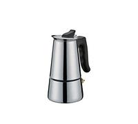 Cilio Adriana - Caffettiera da caffè con fondo piano, in acciaio inox, adatto a tutti i piani cottura, diametro 8 cm, altezza 15 cm, lavabile in lavastoviglie, caffettiera per caffè espresso 2 tazze, da campeggio