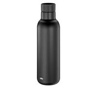 cilio Borraccia termica deluxe, in acciaio inox, chiusura a 360°, sistema a doppia parete, a prova di rottura e perdite, 18 ore di caldo e freddo 24 h, 450 ml, altezza: 23 cm, colore nero