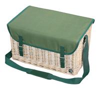 cilio Cestino da picnic Ponza per 4 persone, cestino intrecciato in vimini, coperchio in bambù utilizzabile come tavolo, set di piatti, posate, bicchieri e coperta da picnic, tracolla, bianco vintage
