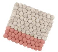 cilio Sottobicchieri Lana Due, lavabili in lana di pecora, per pentole calde, piatti, teglie e padelle, resistenti al calore fino a 100 °C, palline di feltro 21 × 21 cm, quadrato, corallo beige