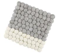 cilio Sottobicchieri Lana Due, lavabili in lana di pecora, per pentole calde, piatti, teglie e padelle, resistenti al calore fino a 100 °C, palline di feltro 21 × 21 cm, quadrato, grigio-bianco