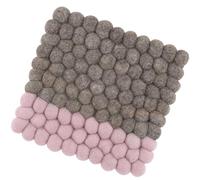 cilio Sottobicchieri Lana Due, lavabili in lana di pecora, per pentole calde, piatti, teglie e padelle, resistenti al calore fino a 100 °C, palline di feltro 21 × 21 cm, quadrato, marrone-rosa