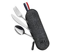 Cilio Viaggio 545845 - Set di posate da campeggio con custodia in feltro nera