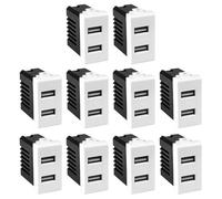 CILIX Set 10 Pezzi Doppia Presa USB Parete Modulo 2 Porte 5V 2.1A Compatibile Serie Matix Frutto Scatola 503 Bianco Incasso Caricatore Smartphone