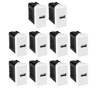 CILIX Set 10 Pezzi Presa USB Parete Modulo Caricatore 1 Posto 5V 2.1A Alimentatore Incasso Compatibile Serie Matix Frutto Scatola 503 Bianco Universale Carica Smartphone Tablet Connettore Elettrico