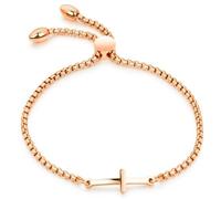 Cilla Jewels Bracciale da donna con chiusura scorrevole e croce, 18cm, acciaio inox/placcato oro