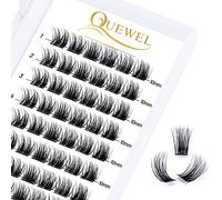 Cils individuels QUEWEL Cils individuels en grappe C Curl 10 mm Segments de cils Fond de teint large Cils individuels pour le maquillage des yeux Extensions de cils DIY (Naturel 02-C-10 mm)