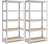 CILVANI 2 Scaffali In Metallo RIPIANI MDF Scaffale Ad Alta Portata Fino a 875 kg Con 5 Ripiani Regolabili 180 x 80 x 40 cm