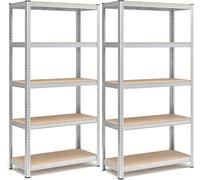 CILVANI SRL SET 2 SCAFFALI In Metallo RIPIANI MDF Scaffale Con 5 Ripiani Regolabili 180 x 100 x 40 cm marca