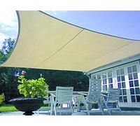 Cilvani Tenda A Vela Triangolare e Quadra Ombreggiante Parasole Beige Hdpe con Corde e Anelli Acciaio185gr/mq (QUADRA 3,6X3,6)