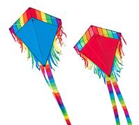 CIM Maya Eddy - Aquilone a filo singolo per bambini dai 3 anni in su, 65 x 74 cm, con corda da 80 m e 2 code a righe da 2 x 250 cm