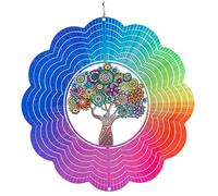 CIM Scacciapensieri in metallo - Rainbow Hippie Tree - 250 mm - mobile a vento girevole con colori brillanti - inclusa sospensione - attraente decorazione per finestre e giardino