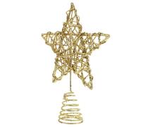 Cima Albero Di Natale Topper Dell'albero Della Stella D'oro Puntale Glitterato