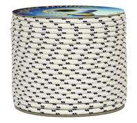 Cima corda treccia nautica, ormeggio e ancora, bianca con spia blu, 6 mm - 50 mt