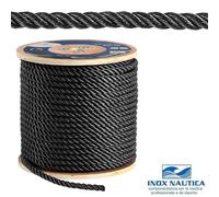 CIMA DA ORMEGGIO NERA Ø 26mm A TRE LEGNOLI 10/25 MT CORDA RITORTA GHERLINO