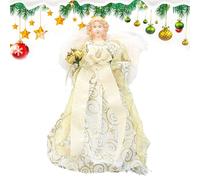 Cima di albero di angelo,Cime dell'albero di Natale Piccolo angelo | Decorazione di cime di albero di angelo - Figura di angelo di Natale con ali per la decorazione di Natale