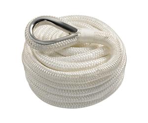 Cima Ormeggio Doppia Treccia Impiombata con Redancia Bianca - 6 Misure Disponibili - Ø 20 mm x 12 mt.