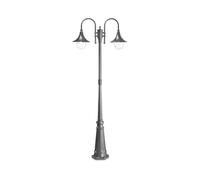 Lampione Esterno Rustico-Country Cima Alluminio Antracite 2 Luci E27