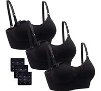 Cimary Reggiseno per allattamento per gravidanza, senza cuciture, per allattamento e sonno, senza ferretto, da donna, confezione da 3/4, Confezione da 3 (nero), L/XL